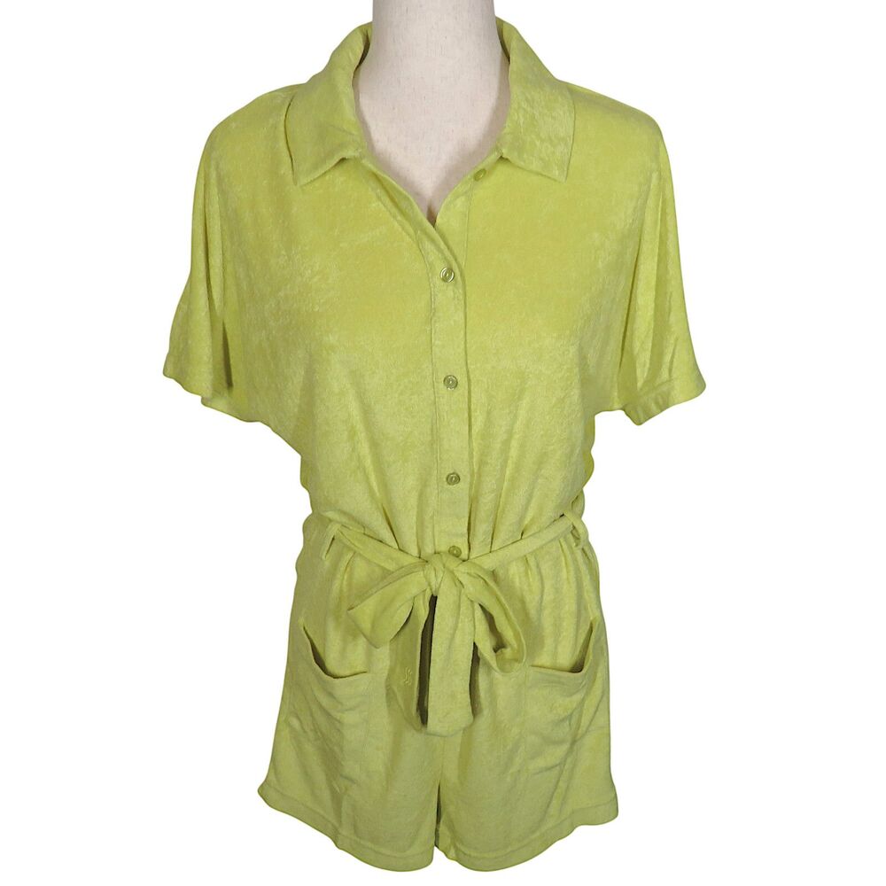 Andie Honeysuckle Terry Cloth Dolman Sleeve Button Up Romper Size Small